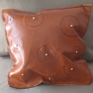 Leather Throw Pillow – Circles & Studs